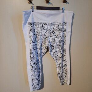 Athleta White Floral Athletic Leggings SZ 2X
